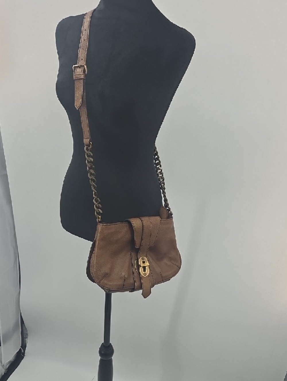 Burberry Brown Leather Crossbody with Chain Accent GORGEOUS - Picture 12 of 16